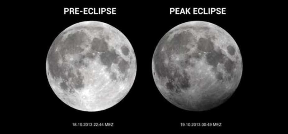 تصاویری از ماه‌گرفتگی نصفه و نیمه‌شب گذشته